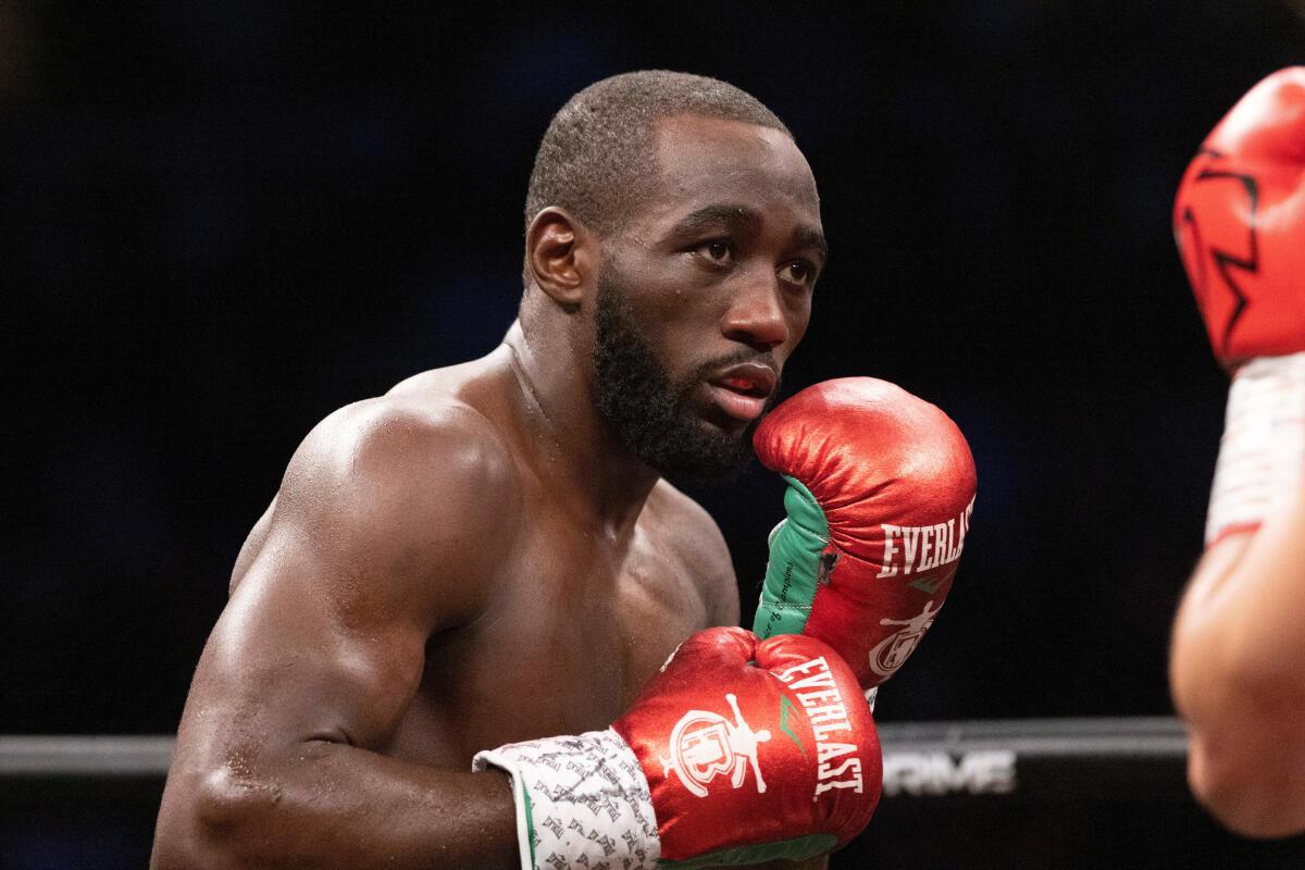 FILE PHOTO: Terence “Bud” Crawford trong trận đấu quyền anh hạng bán trung WBO vào năm 2022. 